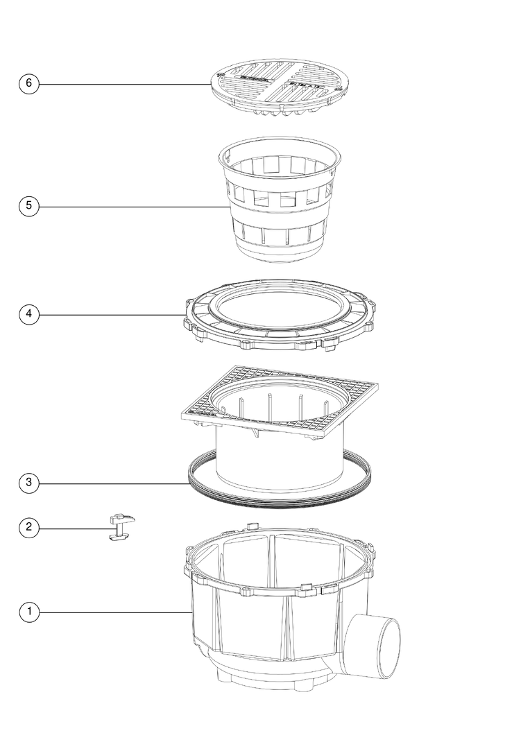 Kessel Hofablauf System 400 DN 150, Klasse A, Auslauf seitlich, Aufsatzstück mit Schlitzrost