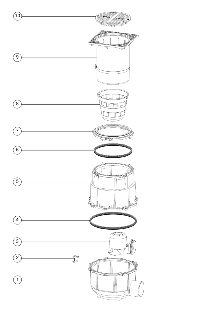 Kessel Hofablauf System 400 DN 150, Klasse A, Auslauf seitlich, Aufsatzstück mit Schlitzrost