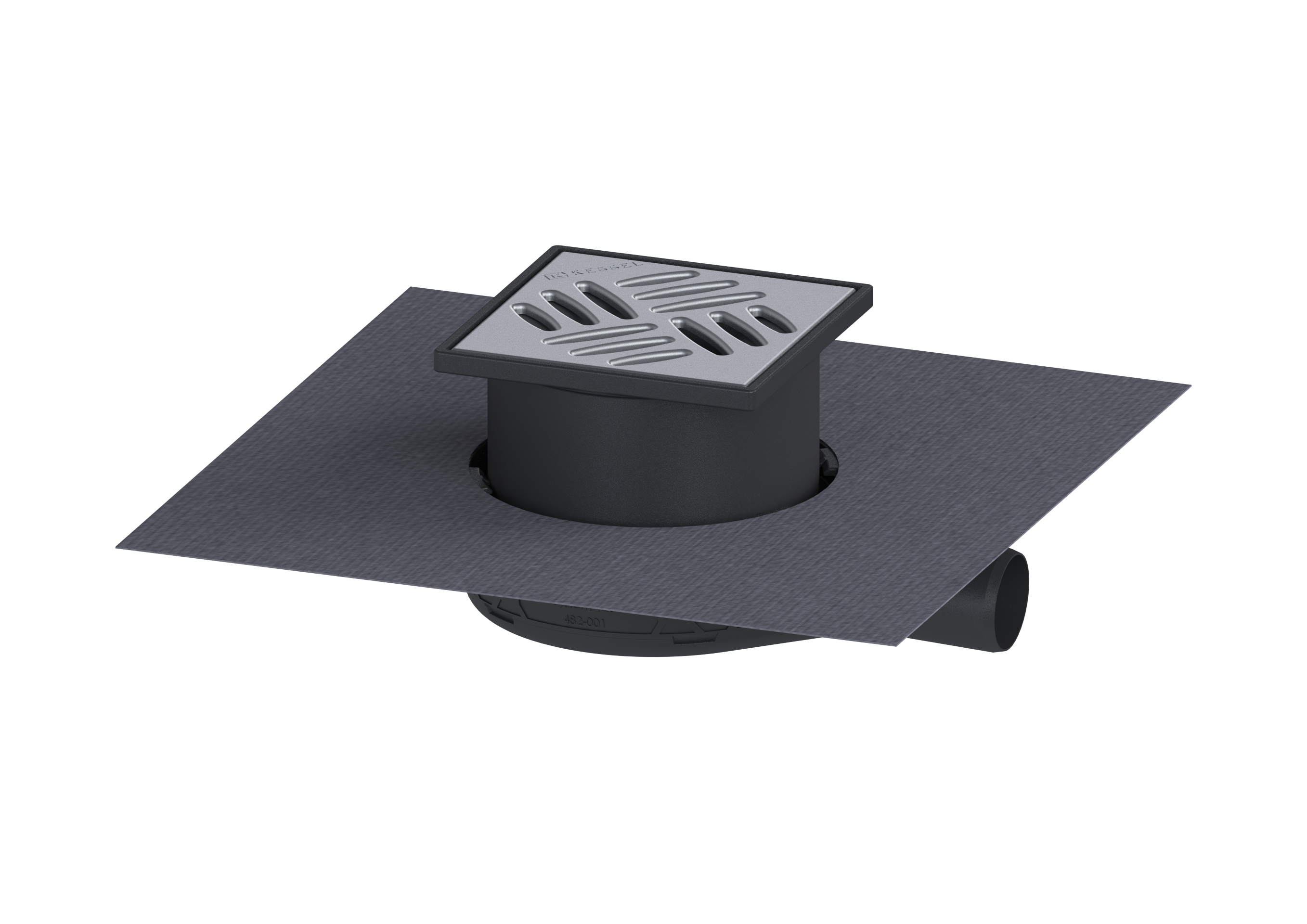Kessel Bodenablauf Der Ultraflache 54 DN 40, 9 mm, werkseitig angebrachte Dichtmanschette, Schlitzrost