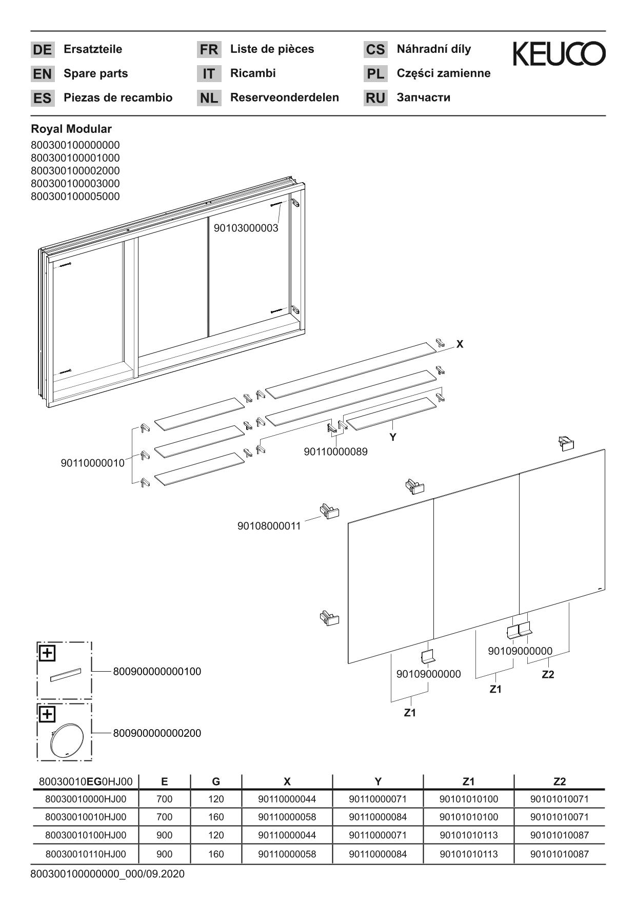 KEUCO Spiegelschrank Royal Modular 2.0 1000 x 700 x 160 mm, 1 Steckdose, 1 Doppel-USB-Ladestelle, Wandeinbau, 3 Türen