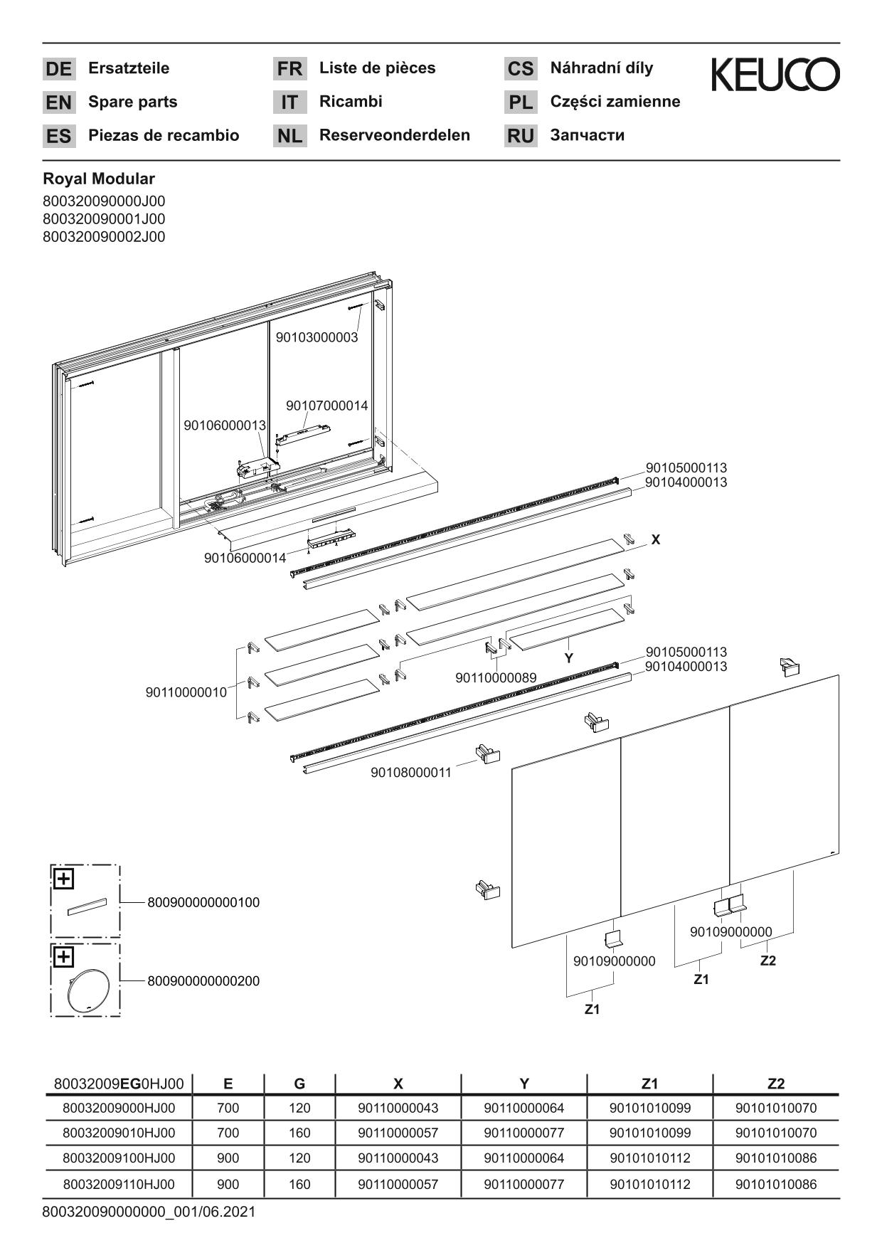 KEUCO Spiegelschrank Royal Modular 2.0 DALI 900 x 900 x 120 mm, ohne Steckdose, Wandeinbau, 3 Türen, beleuchtet