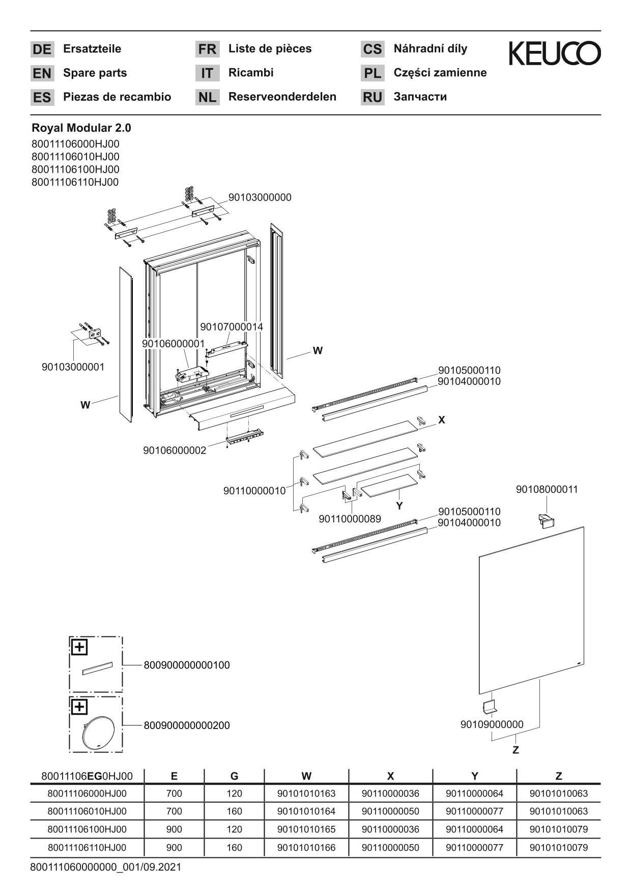 KEUCO Spiegelschrank Royal Modular 2.0 600 x 900 x 120 mm, ohne Steckdose, Wandvorbau, 1-türig, rechts, beleuchtet