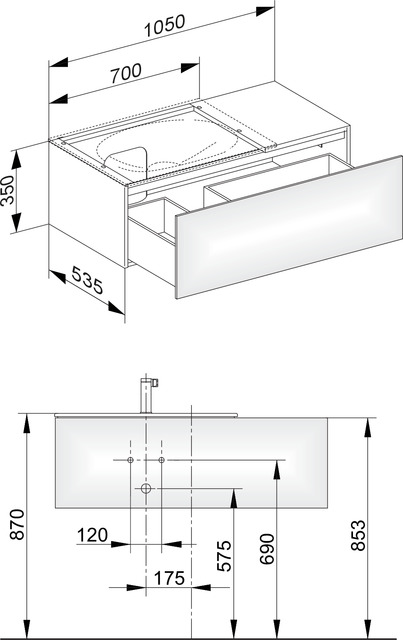 KEUCO Waschtischunterschrank Edition 11 105x35x53,5cm, 1 Frontauszug, links, Furnier Eiche Hell