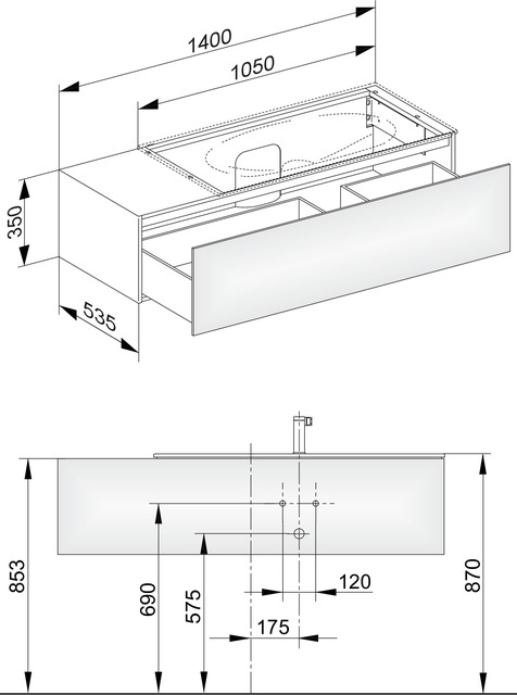 KEUCO Waschtischunterschrank Edition 11 140x35x53,5cm, 1 Frontauszug, rechts, Strukturlack Trüffel