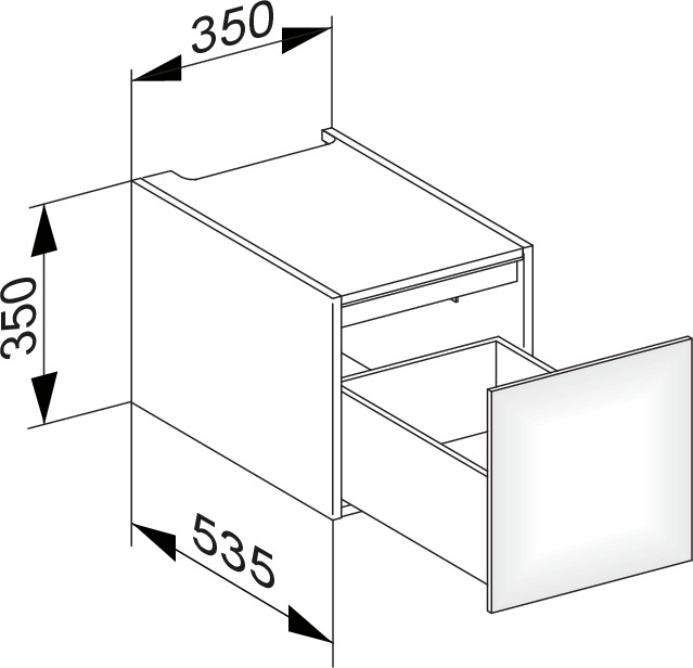 KEUCO Modul-Unterbauschrank Edition 11 Planning 35x35x53,5cm, 1 Frontauszug, Lack Seidenmatt, Glas Anthrazit klar