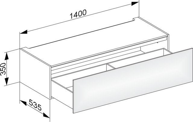 KEUCO Modul-Unterbauschrank Edition 11 Planning 140x35x53,5cm, 1 Frontauszug, Strukturlack Weiß
