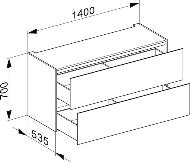 KEUCO Unterbauschrank Edition 11 Planning 140x70x53,5cm, 2 Frontauszüge, Innenbeleuchtung, Furnier Eiche Hell