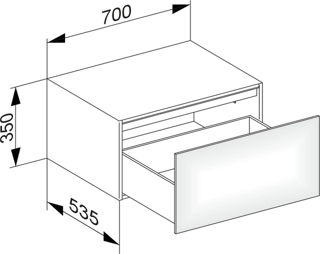 KEUCO Sideboard Edition 11 Planning 70x35x53,5cm, 1 Frontauszug, Innenbeleuchtung, Lack Seidenmatt, Glas Weiß