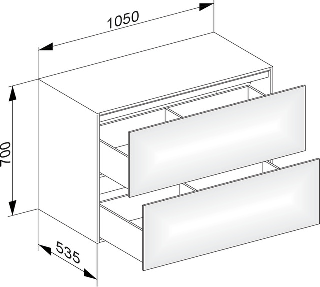 KEUCO Sideboard Edition 11 Planning 105x35x53,5cm, 2 Frontauszüge, Furnier Eiche Hell