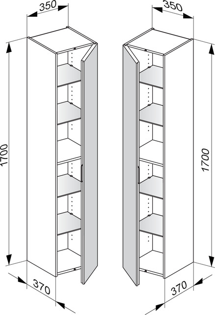 KEUCO Hochschrank Edition 11 Planning 35x170x37cm, 1-türig, links, Strukturlack Weiß