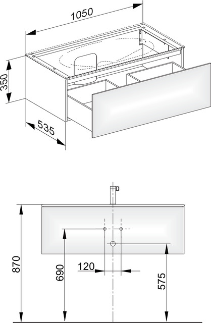 KEUCO Waschtischunterschrank Edition 11 105x35x53,5cm, 1 Frontauszug, Furnier Eiche Tabak