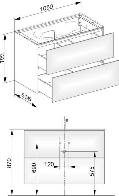 KEUCO Waschtischunterschrank Edition 11 105x70x53,5cm, 2 Frontauszüge, Innenbeleuchtung, Furnier Eiche Hell