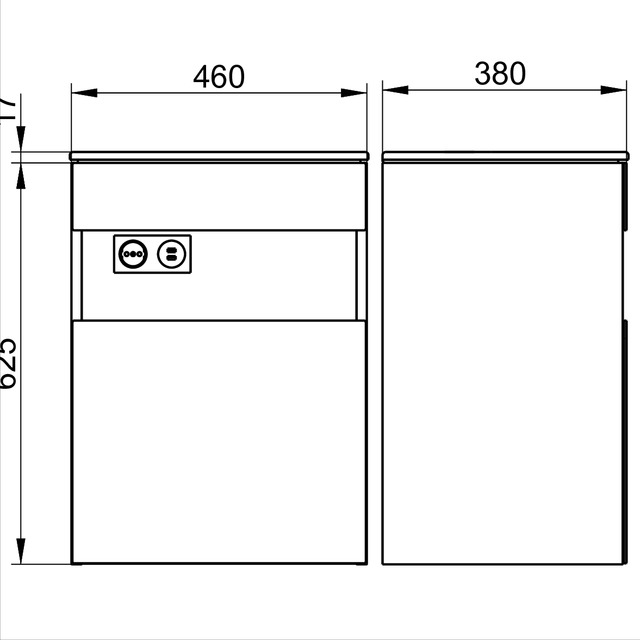 KEUCO Waschtisch-Unterschrank Stageline 46x62,5x38cm, mit Elektrik, links, Dekor Vulkanit, Glas Vulkanit satiniert