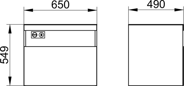 KEUCO Waschtisch-Unterschrank Stageline 65 x 55 x 49 cm, Lack Inox Seidenmatt, Glas Inox satiniert, ohne Elektrik