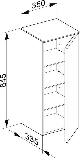 KEUCO Mittelschrank Royal Reflex 35x84,5x33,5cm, 1-türig, rechts, anthrazit/anthrazit