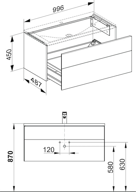 KEUCO Waschtisch-Unterschrank Royal Reflex 99,6x45x48,7cm, mit Frontauszug, Magnolie/Magnolie