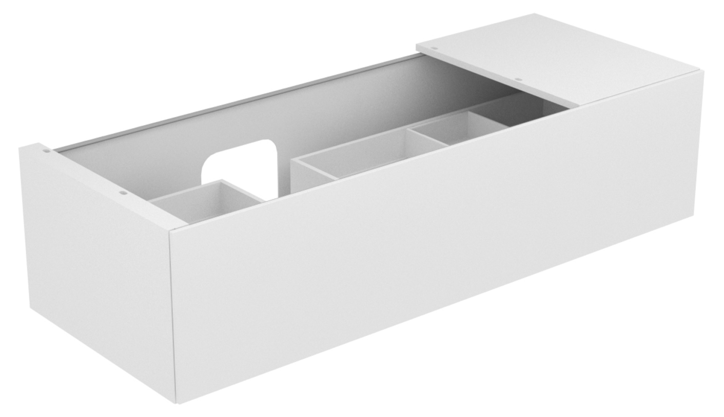 KEUCO Waschtischunterschrank Edition 11 140x35x53,5cm, Frontauszug links, Innenbeleuchtung, Lack Seidenmatt, Glas Anthrazit klar