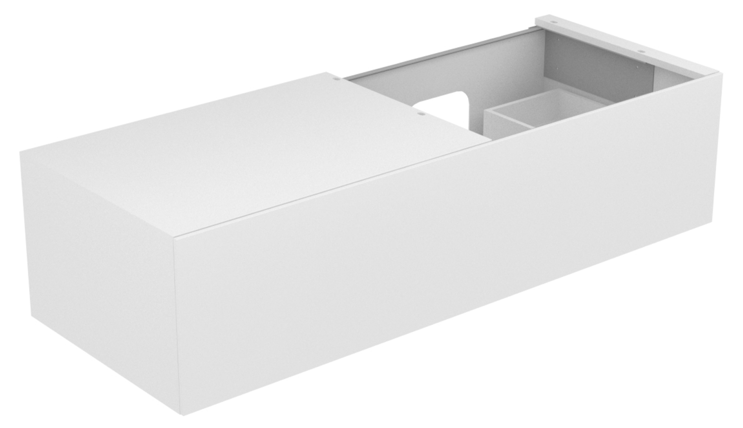 KEUCO Waschtischunterschrank Edition 11 140x35x53,5cm, Frontauszug rechts, Lack Seidenmatt, Glas Trüffel klar