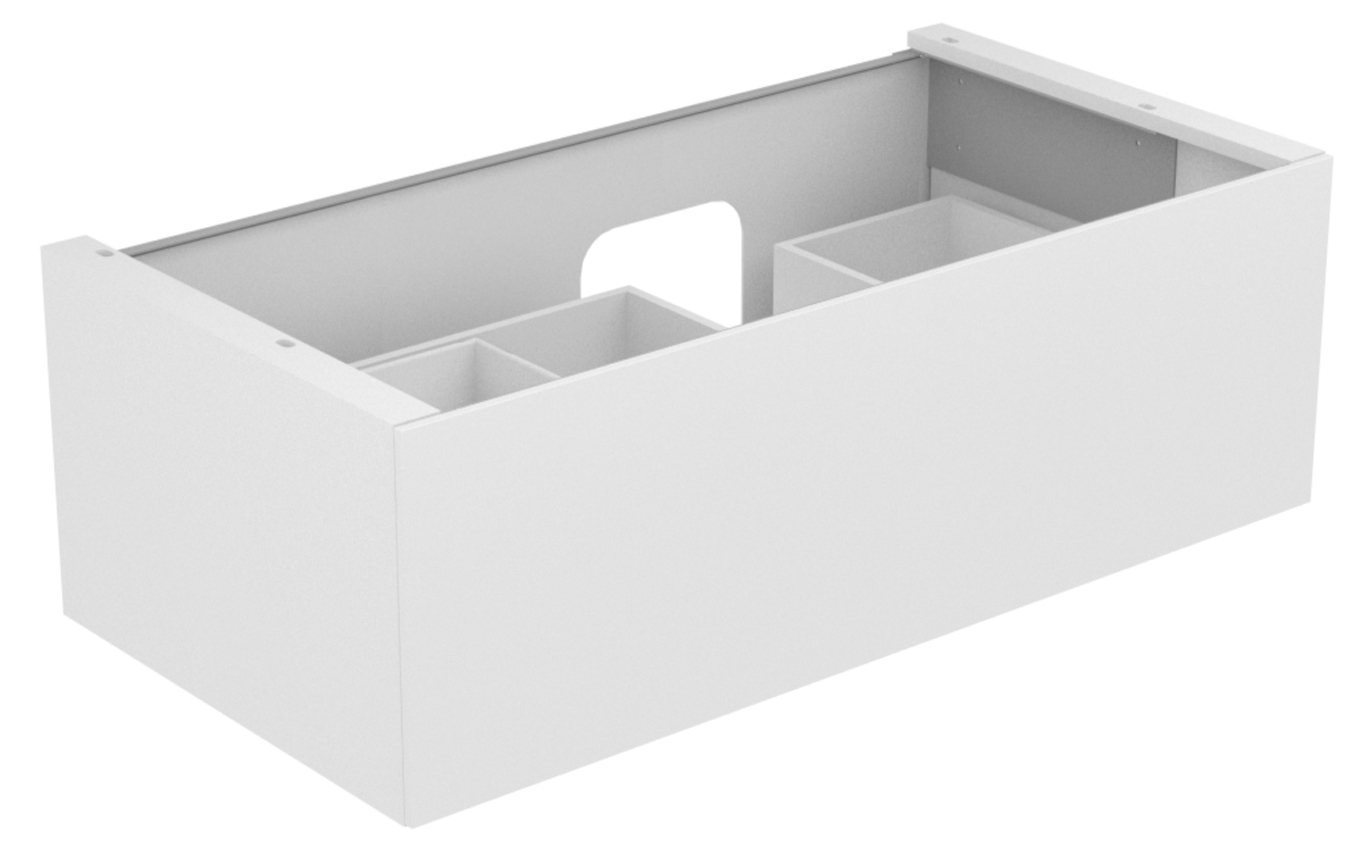 KEUCO Waschtischunterschrank Edition 11 Planning 105x35x53,5cm, 1 Frontauszug, rechts, Lack Seidenmatt, Glas Weiß