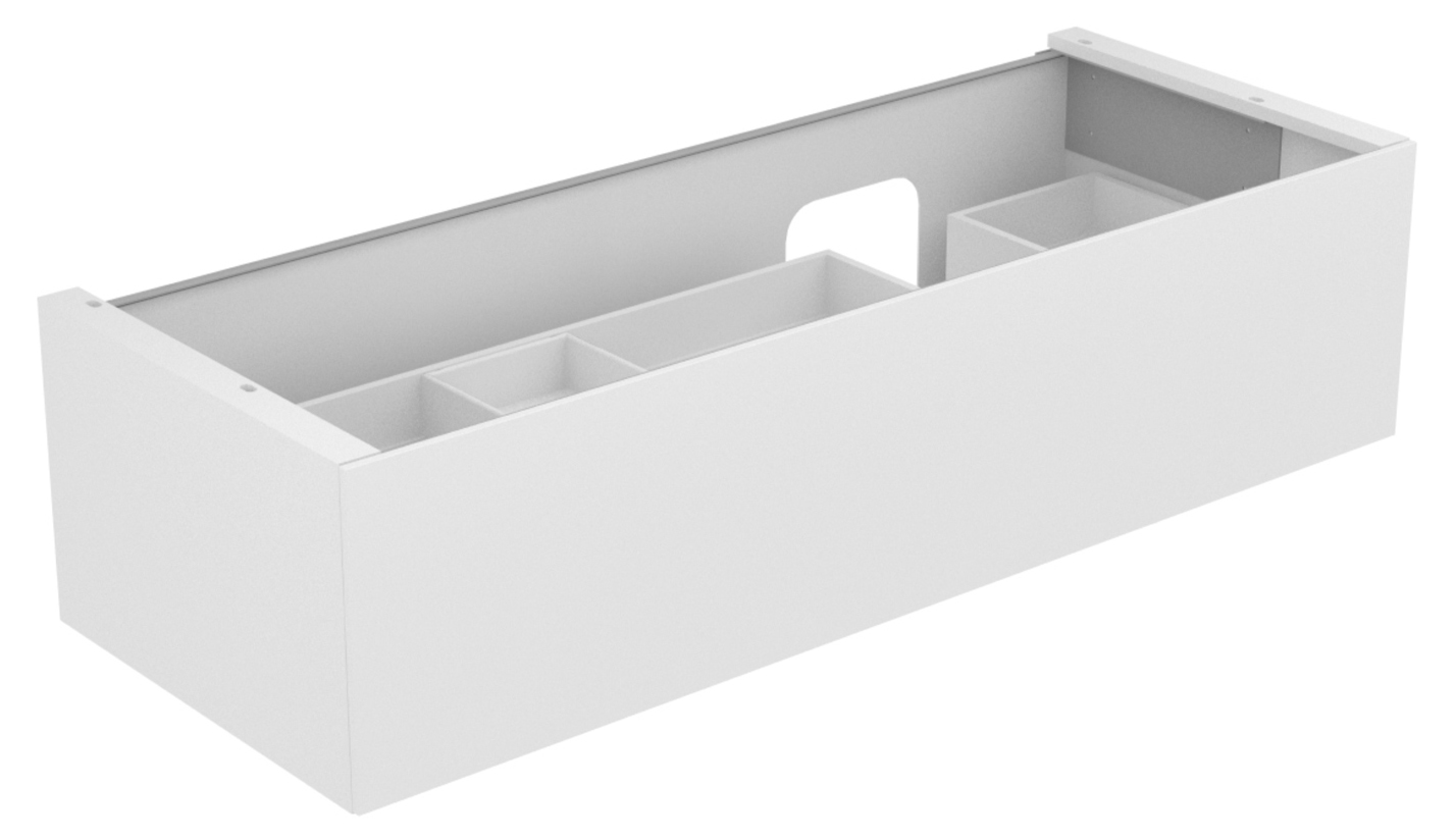KEUCO Waschtischunterschrank Edition 11 Planning 140x35x53,5cm, 1 Frontauszug, rechts, Innenbeleuchtung, Lack Seidenmatt, Glas Trüffel klar