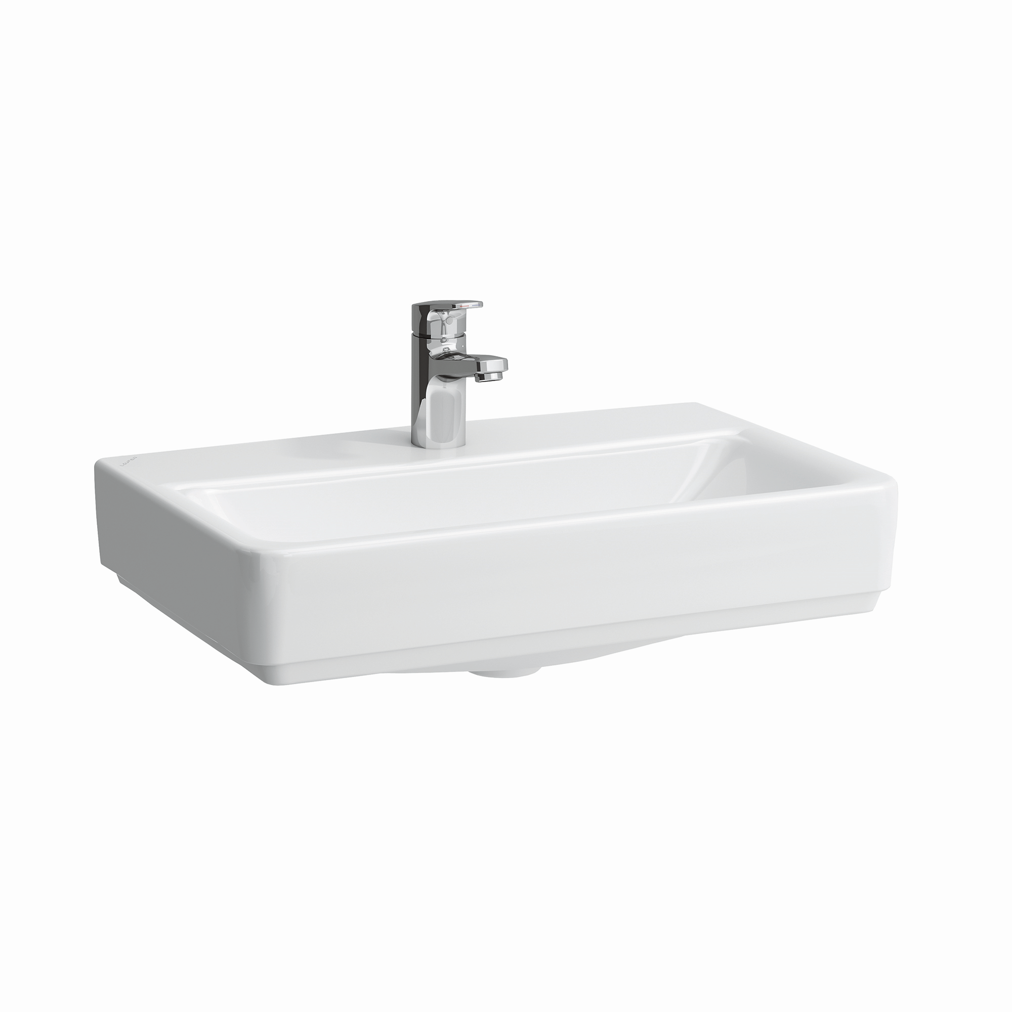 Laufen Waschtisch PRO S COMPACT 55x38cm, Unterseite geschliffen, weiß LCC, mit Überlauf, 1 Hahnloch