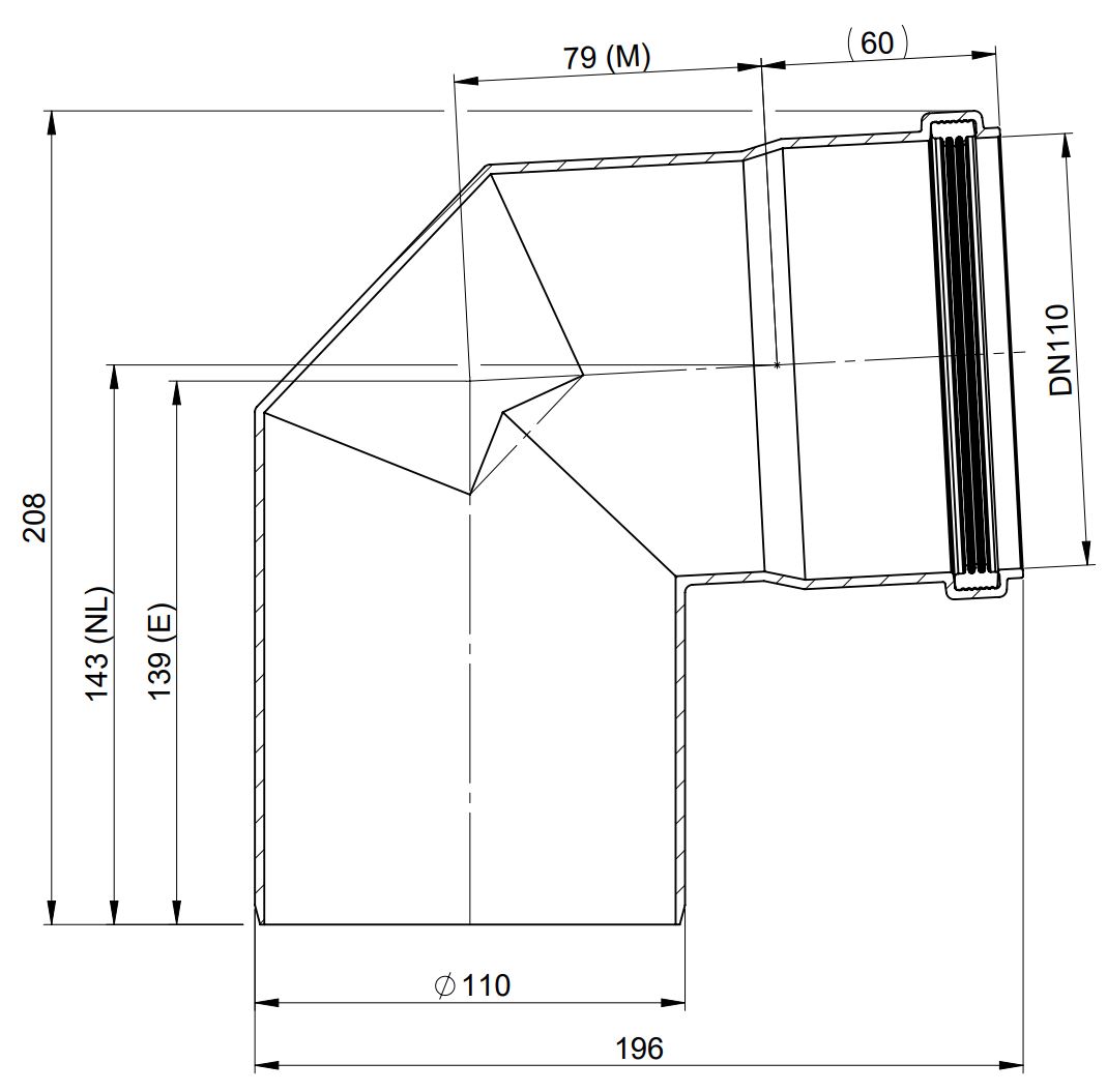 MHG Bogen Atec DN 110, 87Grad, für Abgasleitung