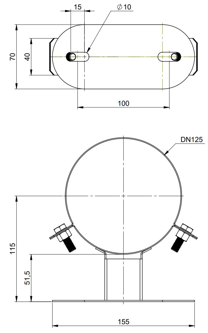 MHG Befestigungs-Set Edelstahl, DN 80/125, PP/Edelstahl weiß