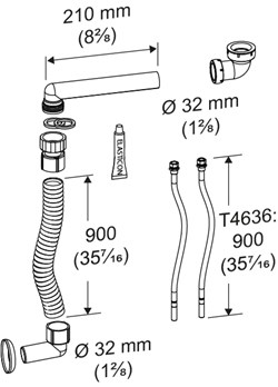 Flex. Zufluß- u. Ablaufsystem, 900/900 mm