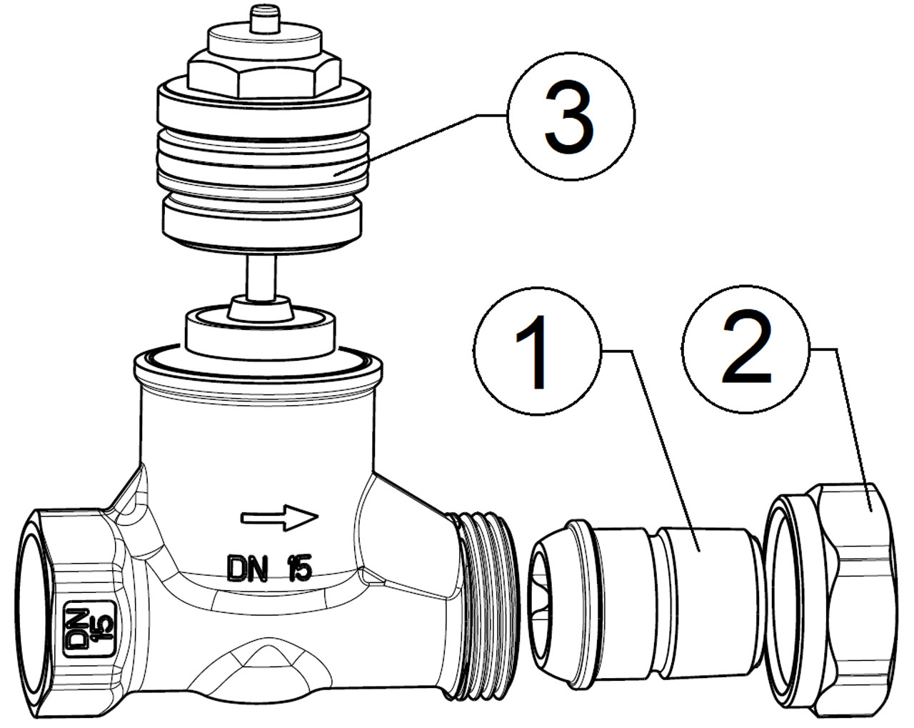 Resideo Thermostatventil H Durchgang 1/2", Messing, für hohe Durchflüsse