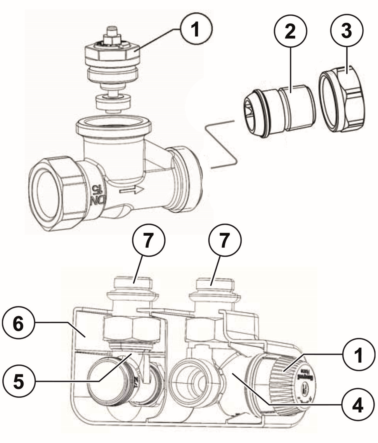 Resideo Thermostatventil Kombi-TRV DN 20, Eck für den Vorlauf, Messing