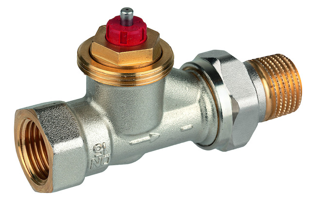 Resideo Thermostatventil FX 1/2", DIN-Durchgang, Messing, für niedrige Durchflussmengen