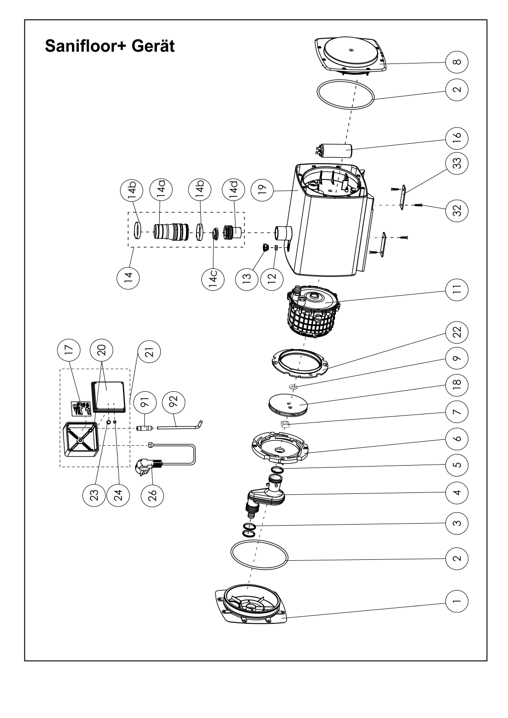 SFA Schmutzwasserhebeanlage SaniFloor + für befliesbare Duschtasse, Gesamthöhe 60 mm, weiß