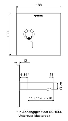 SCHELL Fertigmontageset LINUS W-E-V Frontplatte Messing, mit 170 mm Auslauf, Infrarot-Sensor-Elektronik, Kaltwasser, Netzbetrieb