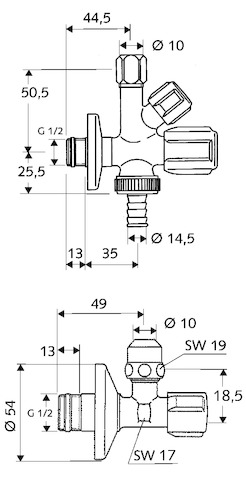 SCHELL Armaturenanschluss-Set COMFORT G 1/2 AG, mit ASAG easy, mit Rückflussverhinderer, verchromt, ohne Rohrbelüfter