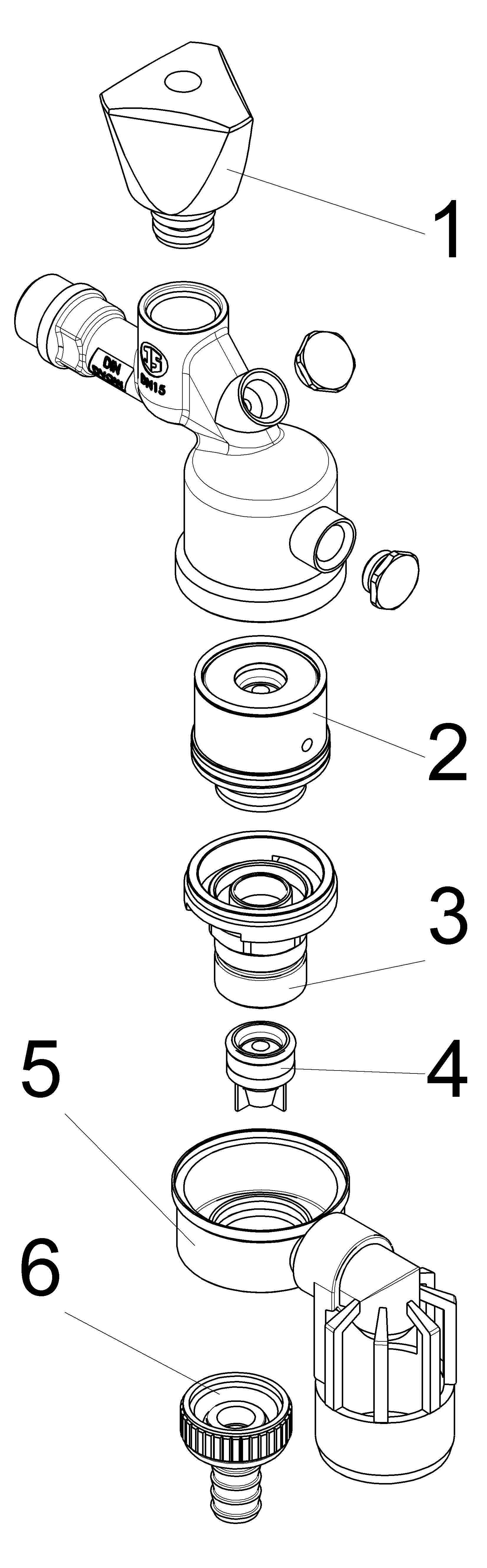 Schlösser Auslaufventil 8260 DN 15, 1/2&quot;, mit Systemtrenner, matt verchromt