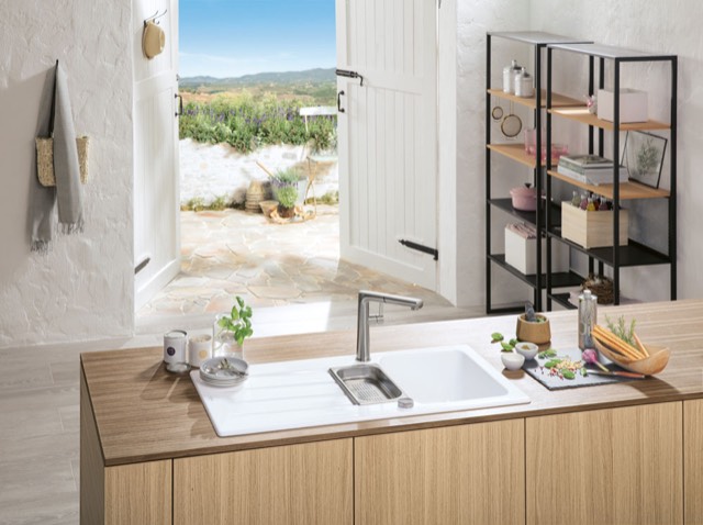 V&B Spüle Architectura 60 XR mit Ablaufgarnitur, rund mit Excenterbetätigung, snow white CeramicPlus