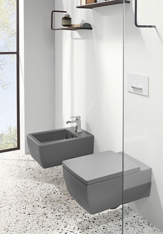 V&B Wand-Tiefspüler Memento 2.0, Direct Flush 37,5x56cm, graphite C-plus