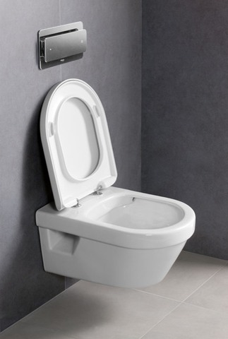 V&amp;B Combi-Pack-Wand-Tiefspüler DirectFlush Architectura 37x53cm, oval, spülrandlos, wandhängend, waagerecht, mit WC-Sitz, weiß