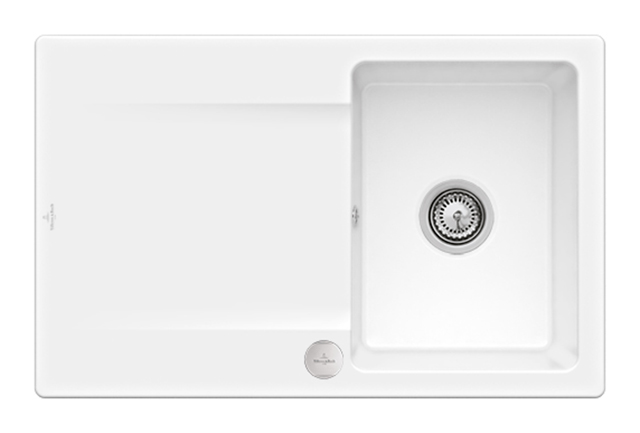 V&B Flächenbündige Spüle Siluet 45 Flat mit Ablaufgarnitur, Excenterbetätigung, snow white
