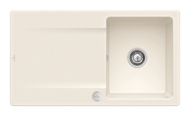V&B Flächenbündige Spüle Siluet 50 Flat mit Ablaufgarnitur, Excenterbetätigung, crema