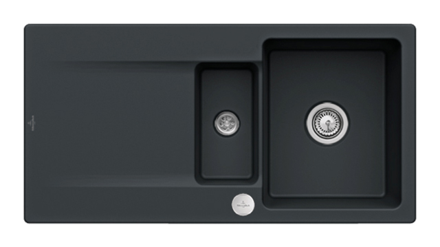 V&B Spüle Siluet 60 R mit Ablaufgarnitur, rund mit Excenterbetätigung, ebony CeramicPlus