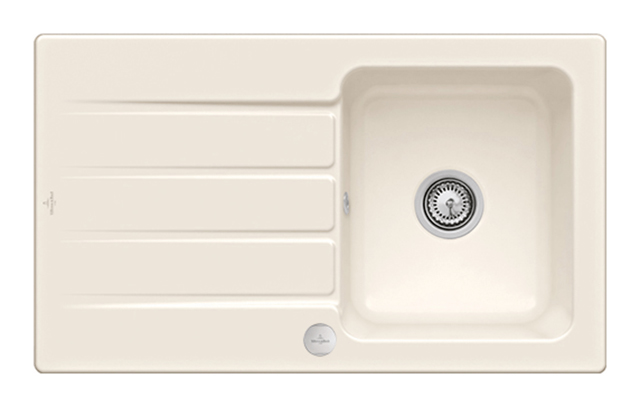 V&B Spüle Architectura 50 mit Ablaufgarnitur, Excenterbetätigung, crema CeramicPlus