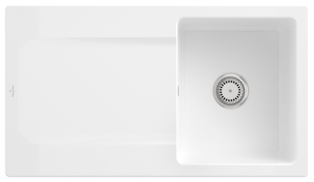 V&B Spüle Siluet 50 mit Ablaufgarnitur, Handbetätigung, weiß alpin CeramicPlus