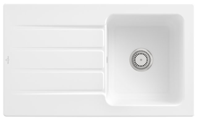 V&B Spüle Architectura 50 mit Ablaufgarnitur, Handbetätigung, stone white CeramicPlus