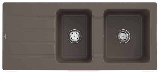 V&B Spüle Architectura 80 mit Ablaufgarnitur, Handbetätigung, timber CeramicPlus