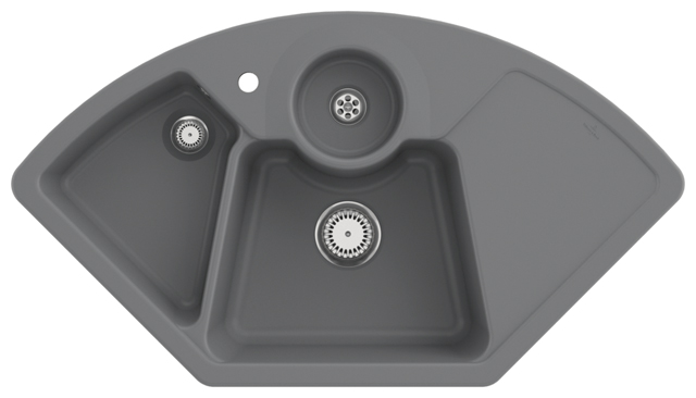 V&B Eckspüle Solo Eck mit Ablaufgarnitur, Handbetätigung, stone CeramicPlus