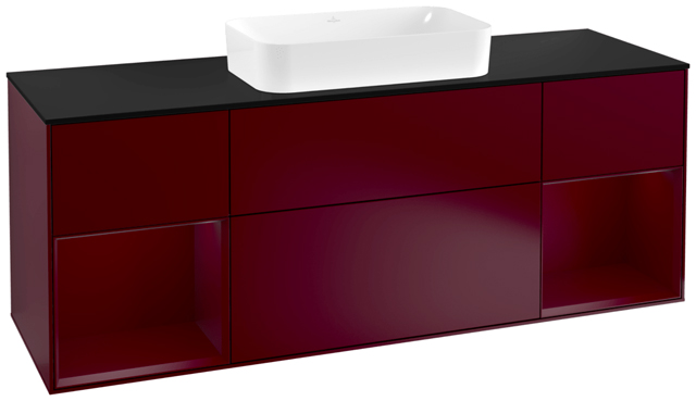 V&B Waschtisch-Unterschrank Abdeckplatte black matt Finion 160x60,3cm, Regal Peony matt lacquer, Peony Matt