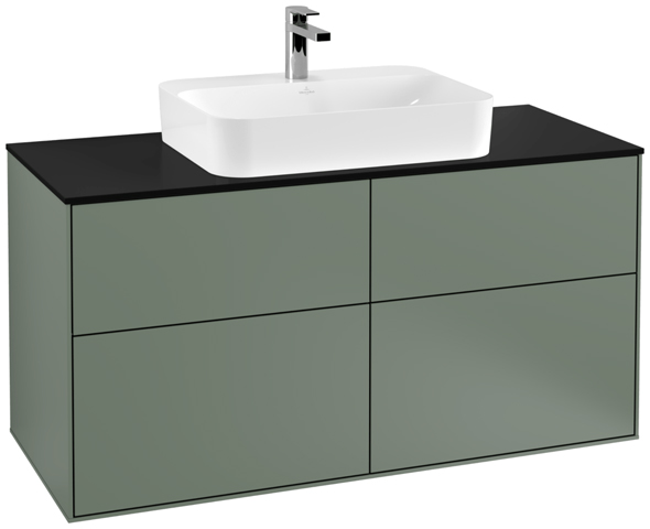 V&B Waschtisch-Unterschrank Finion 120x60,3cm, Abdeckplatte black matt, Olive Matt Lacquer