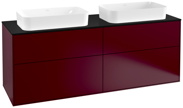 V&B Waschtisch-Unterschrank Wandbeleuchtung Finion 160x60,3cm, Abdeckplatte black matt, Peony Matt