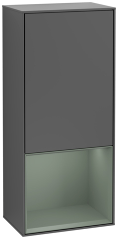 V&B Seitenschrank Wandbeleuchtung Finion 41,8cm, rechts, Regal unten Olive Matt, Anthracite matt